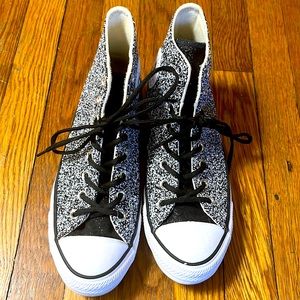 Black and white glitter converse